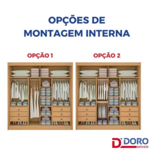 Alternative view of Guarda-Roupa Casal 2 Portas Titanium Ripado 100% MDF Castanho/Off White Larg. 2.20m - D Doro