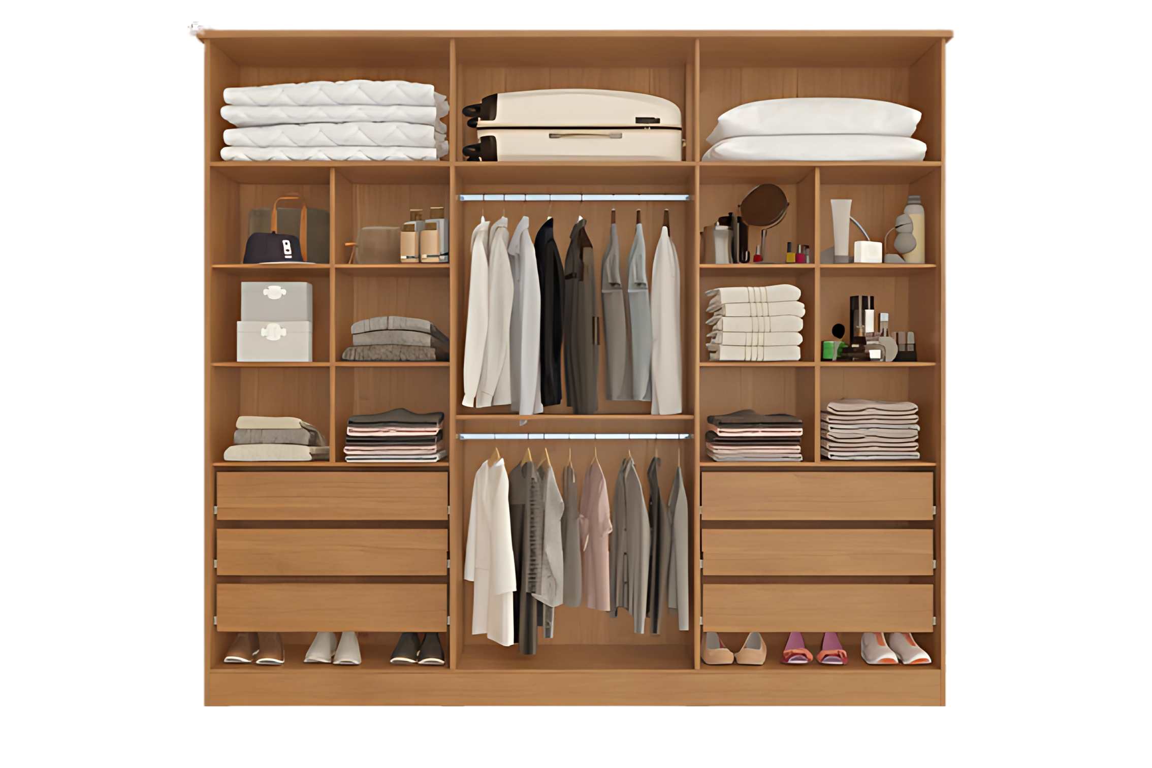 Guarda-roupa Casal Bianca 6 Portas Larg. 2.30m 100% MDF Nature - Bianchi - Imagem 2