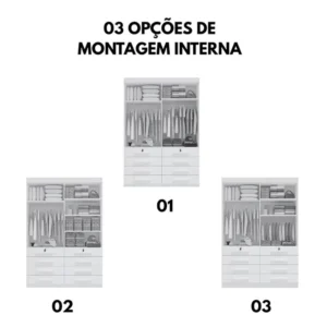 Alternative view of Roupeiro Mônaco Plus 4 Portas Castanho Larg. 1.60m - D Doro