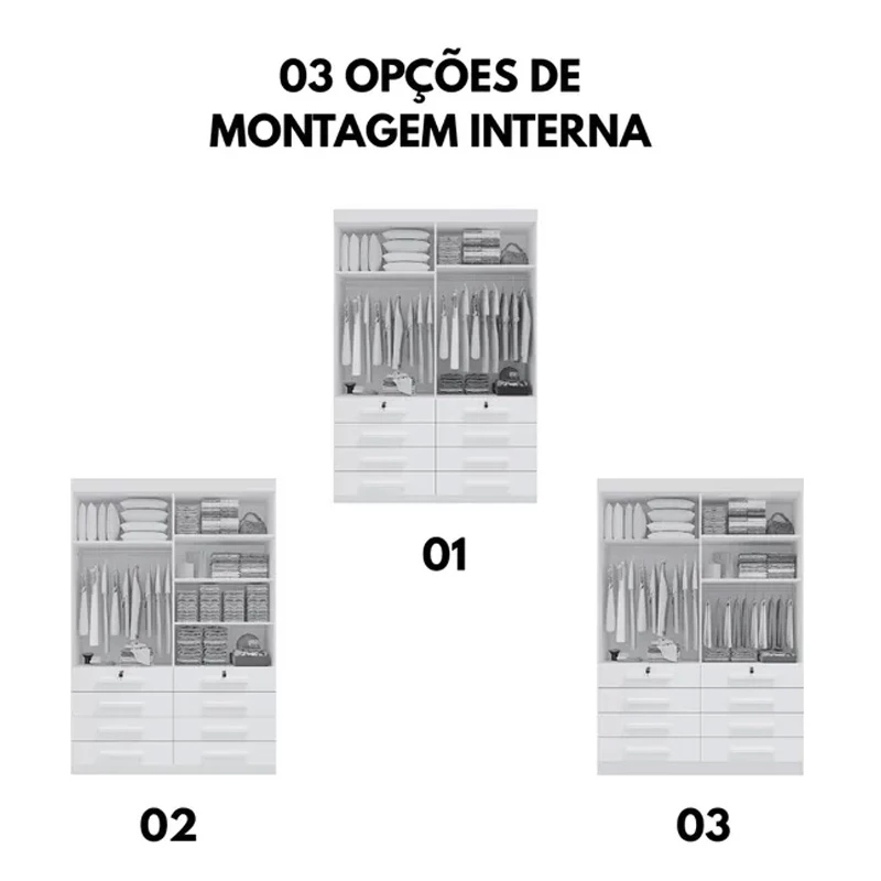 Roupeiro Mônaco Plus 4 Portas Castanho Larg. 1.60m - D Doro - Imagem 2