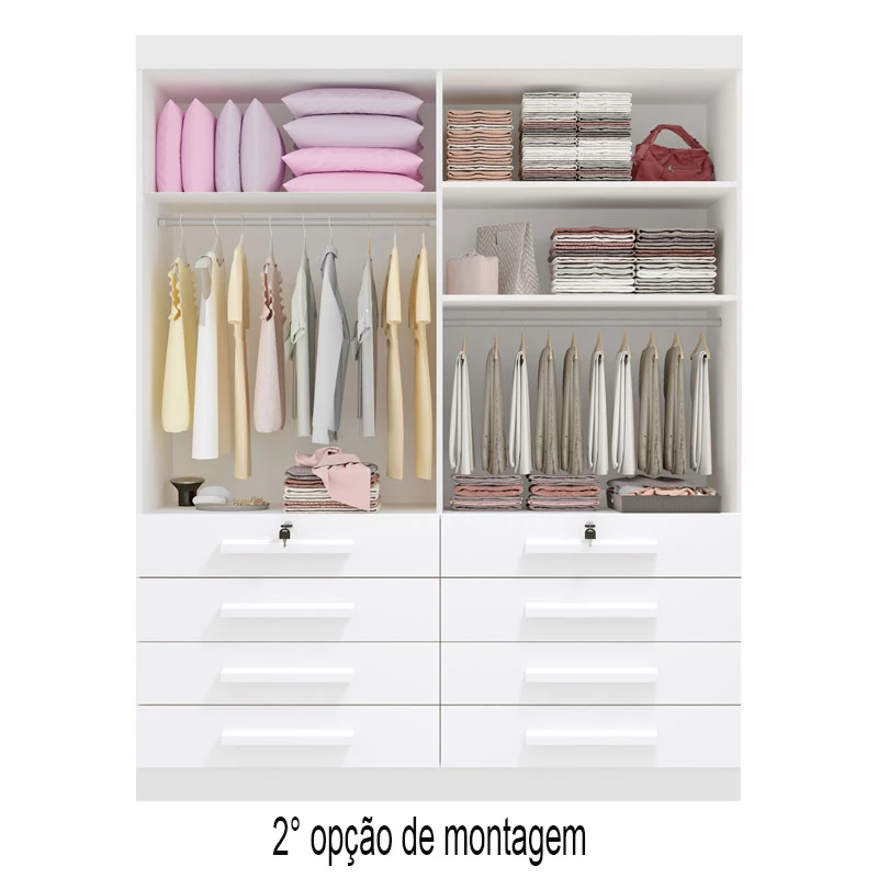 Roupeiro Mônaco Plus 4 Portas Branco Larg. 1.60m - D Doro - Imagem 3