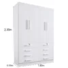 Roupeiro Mônaco Plus 4 Portas Branco Larg. 1.60m - D Doro - Imagem 5