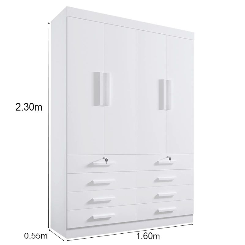 Roupeiro Mônaco Plus 4 Portas Branco Larg. 1.60m - D Doro - Imagem 5