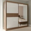 Guarda-Roupa Casal 2 Portas Titanium Ripado 100% MDF Castanho/Off White Larg. 2.20m - D Doro